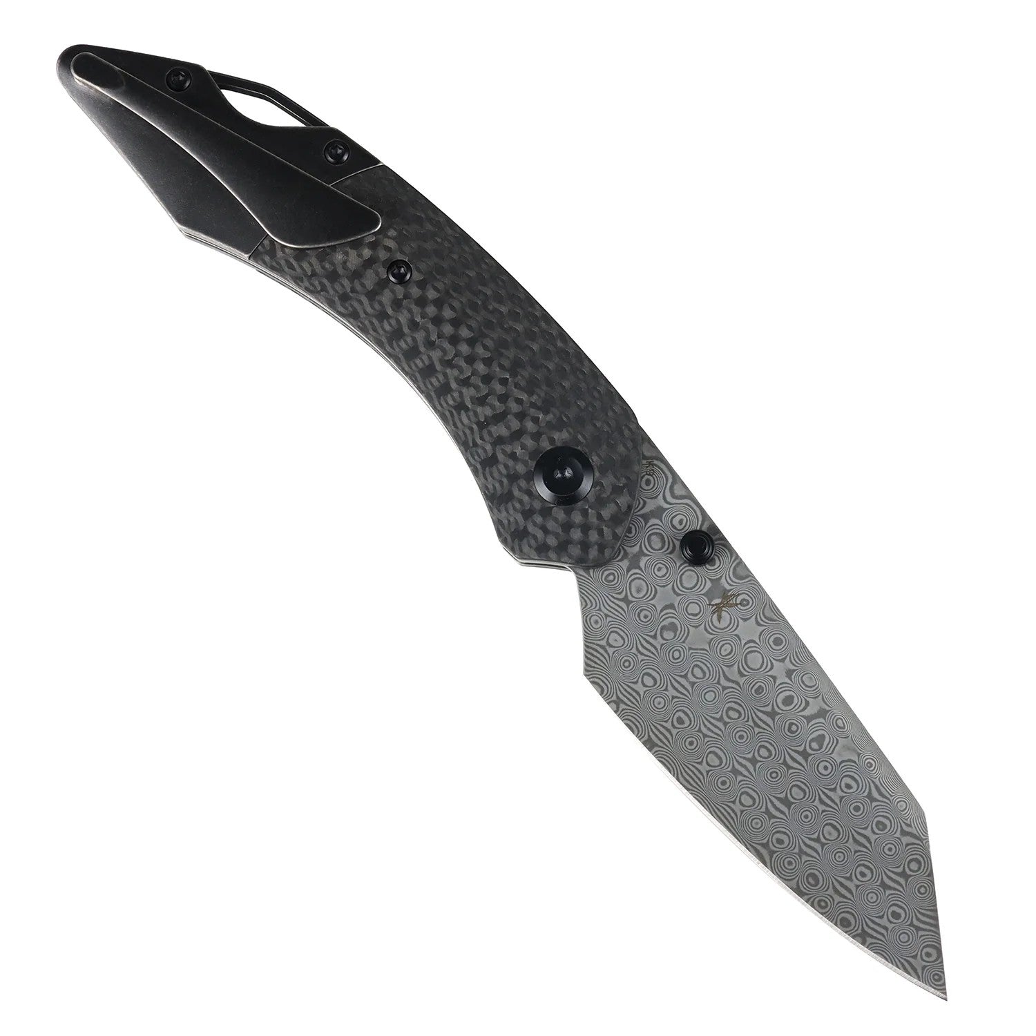 Kansept K9 K1151A4 Damascus Blade Carbon Fiber/G10 & Titanium Handle Bolster Liner Lock Folding Knife
