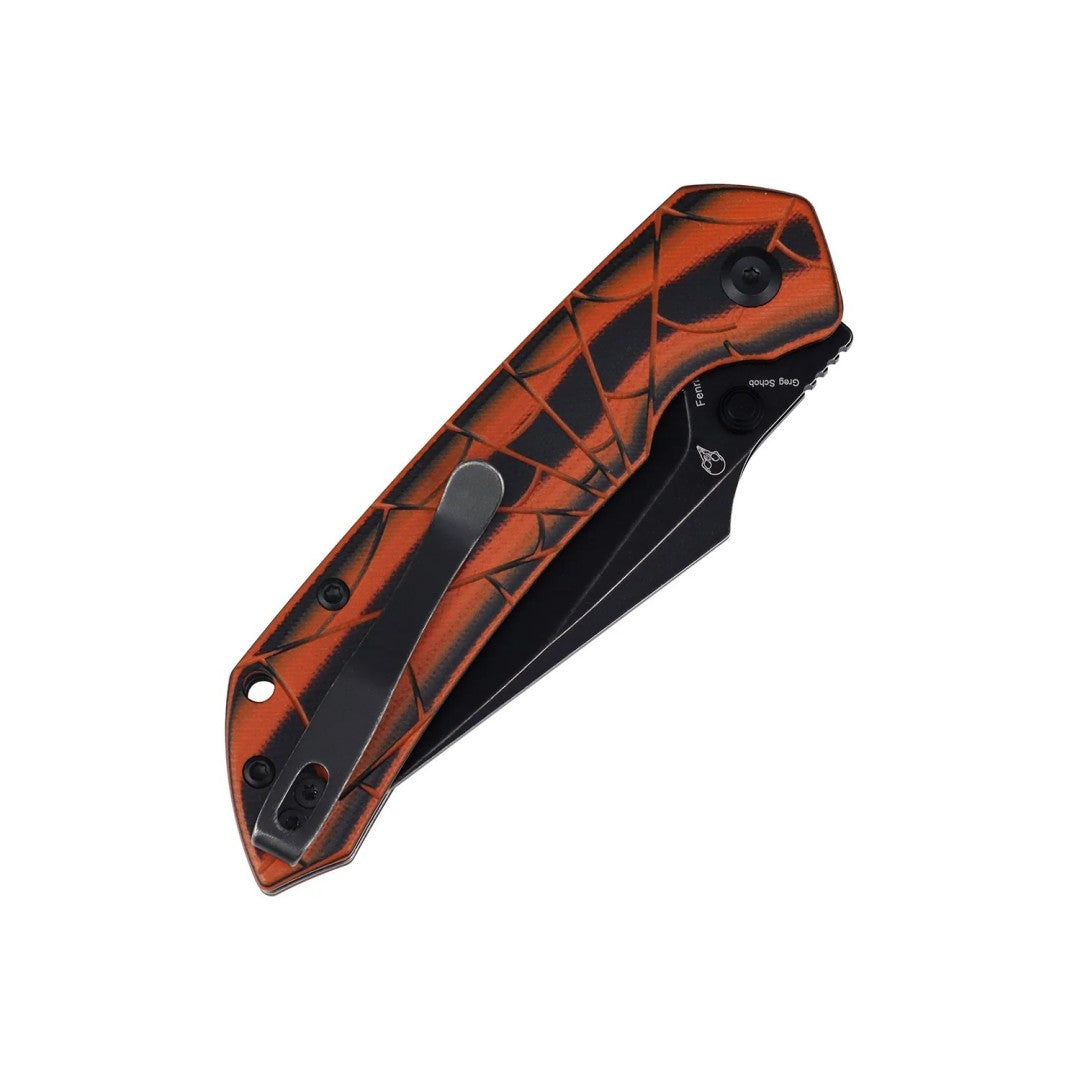 Tenable Fenrir B1034HC5 Blackwash Nitro-V Blade Orange & Black G10 Handle Top Liner Lock Folding Knife