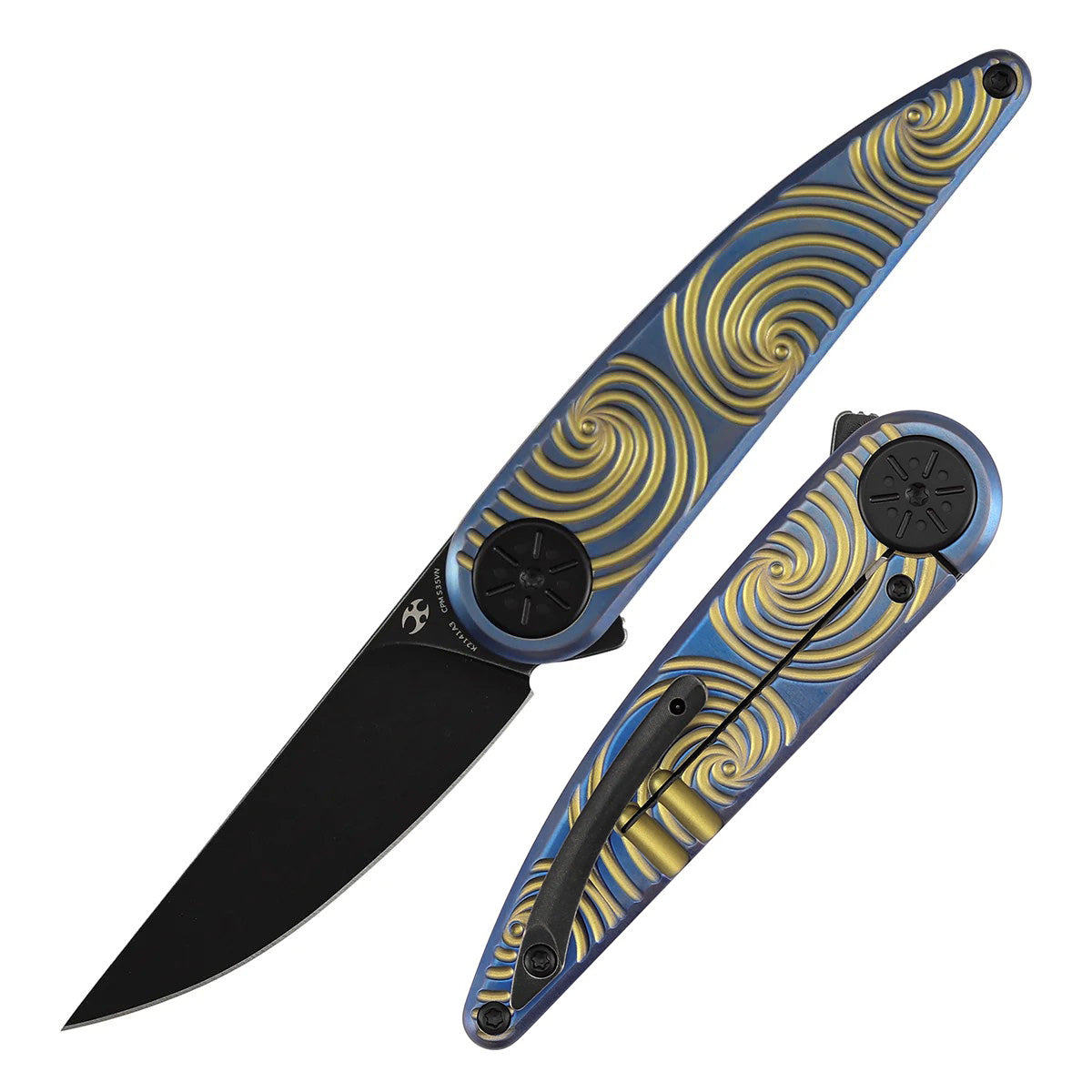 Kansept Symétrix K2141A3 CPM-S35VN Blade Blue Anodized Titanium Handle Frame Lock Folding Knife