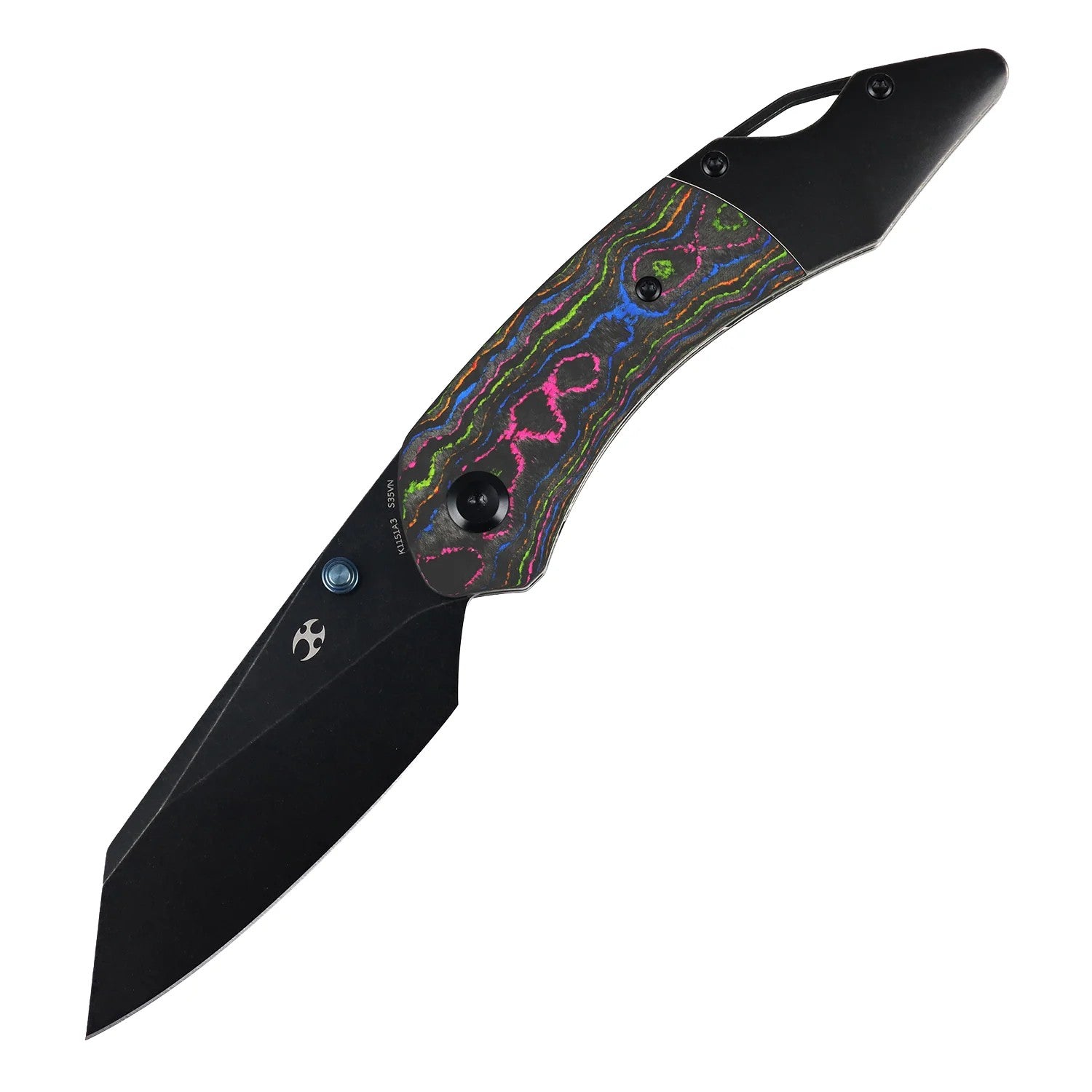 Kansept K9 K1151A3 CPM-S35VN Blade 80S Camo Carbon & Titanium Handle Bolster Liner Lock Folding Knife
