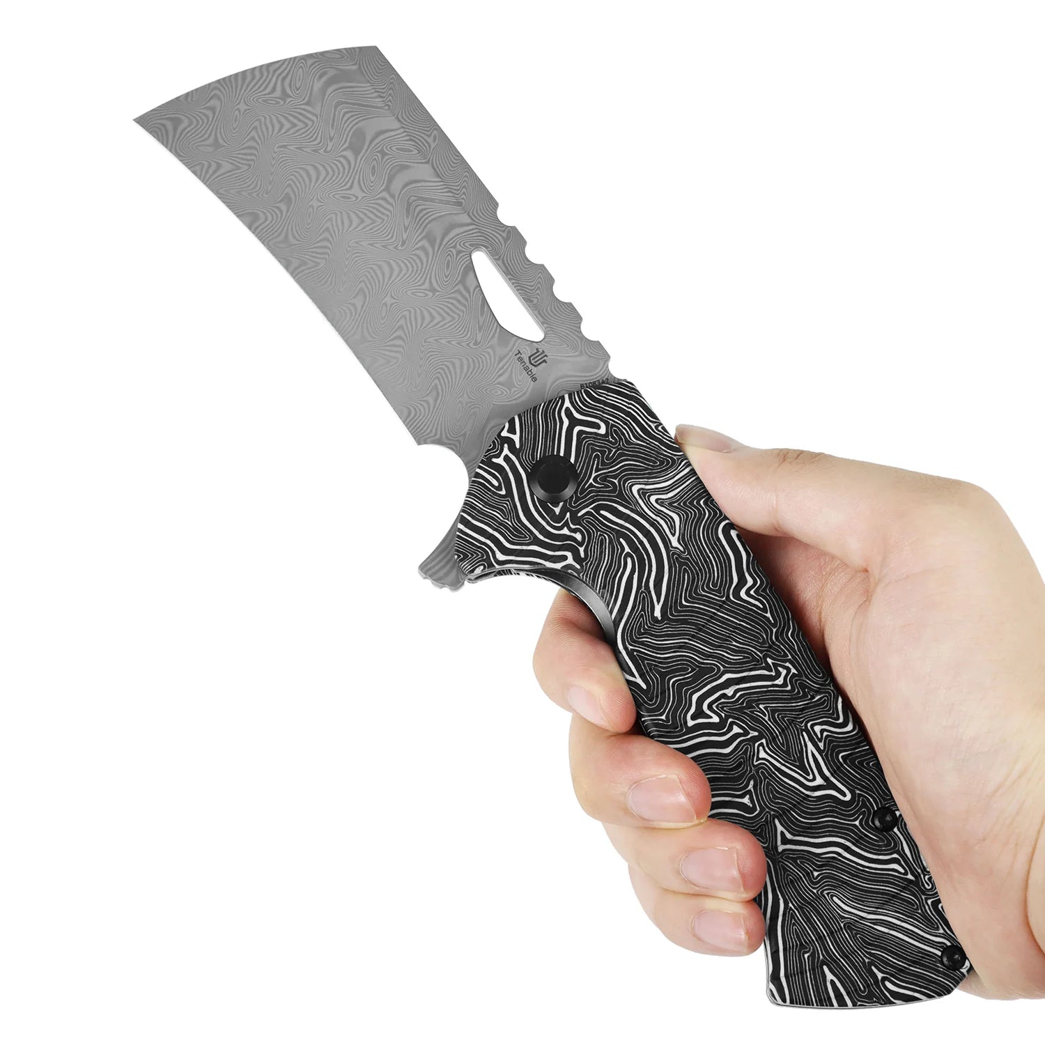 Tenable Leviathan B1083A2 Damascus Blade G-mascus Handle Liner Lock Folding Knife