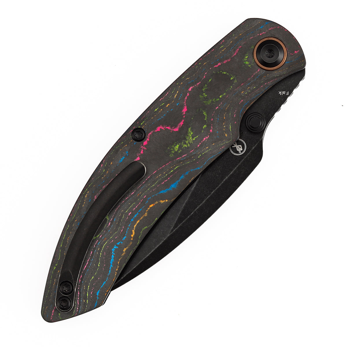 Kansept Falk K1142A2 Elmax Blade 80S Camo Carbon Fiber Handle Liner Lock Folding Knife