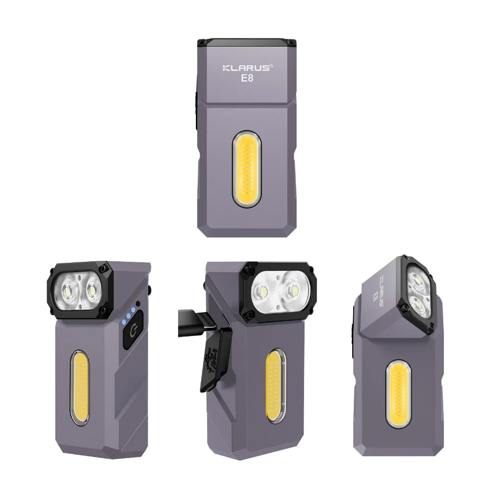 Klarus E8 1000 Lumens Triple-Light All-Metal Swivel-Head EDC Flashlight