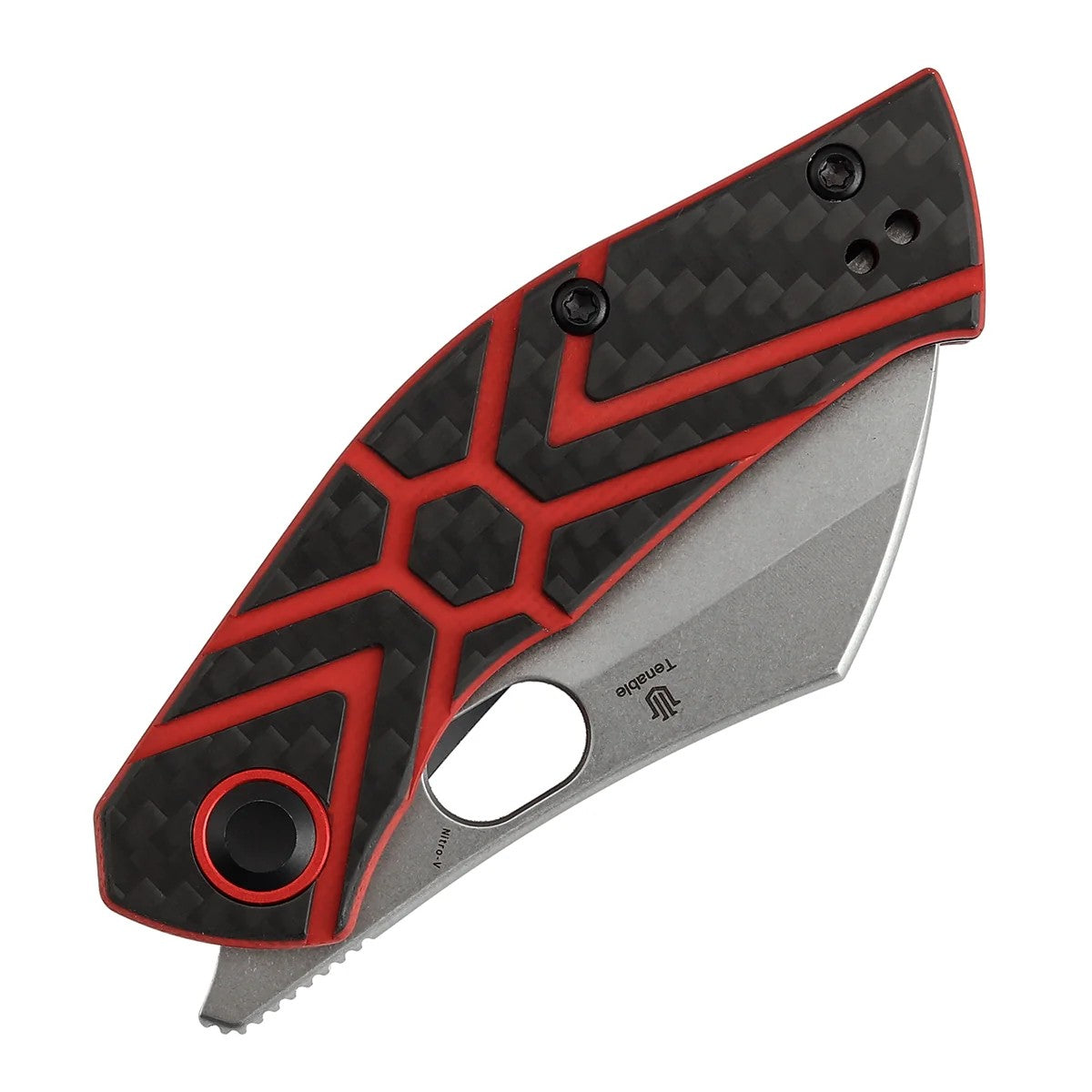Tenable Osprey B2087A3 Stonewashed Nitro-V Blade Twill Carbon Fiber & Red G10 Handle Liner Lock Folding Knife