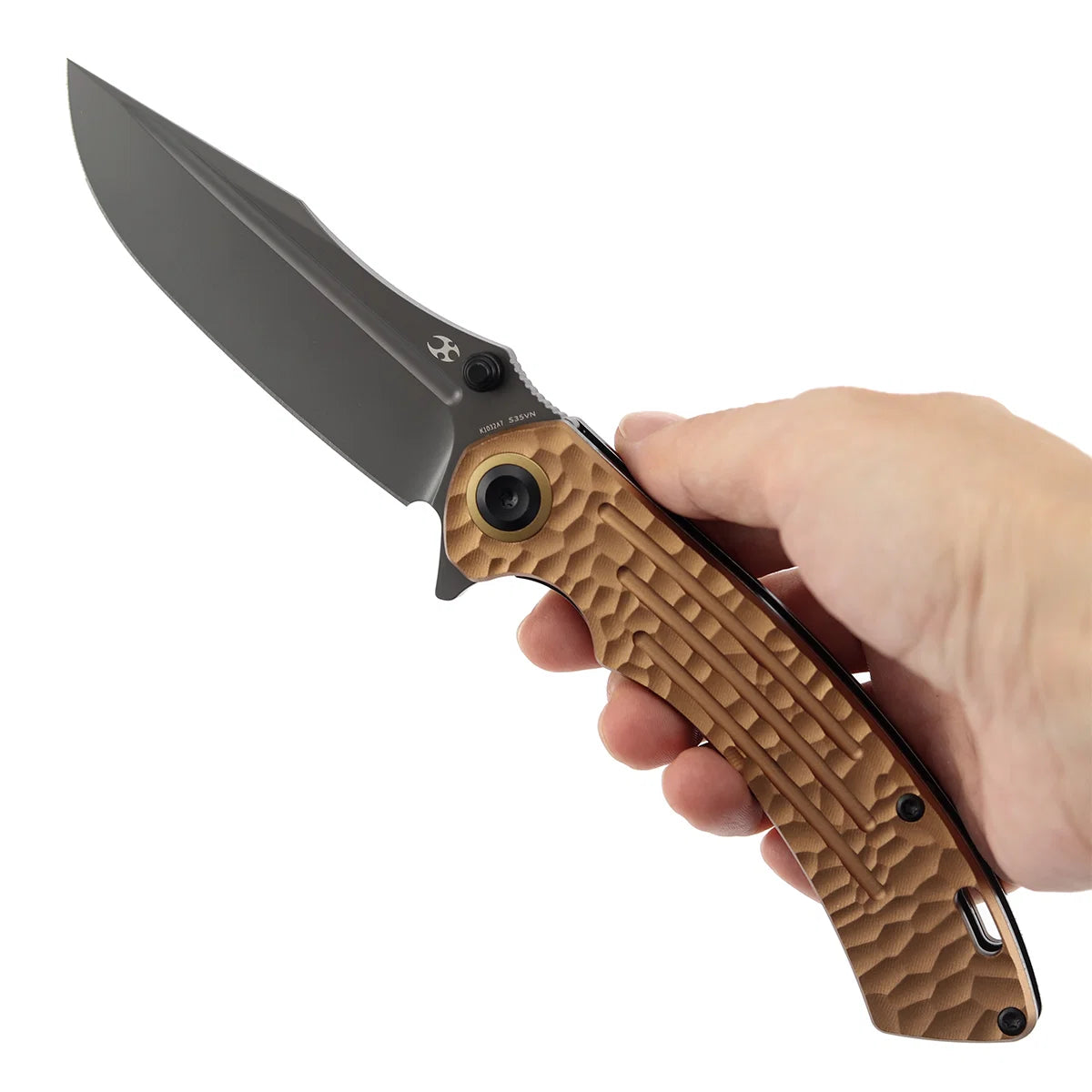 Kansept Pretatout K1032A7 CPM-S35VN Blade Golden Aluminum Handle Liner Lock Folding Knife