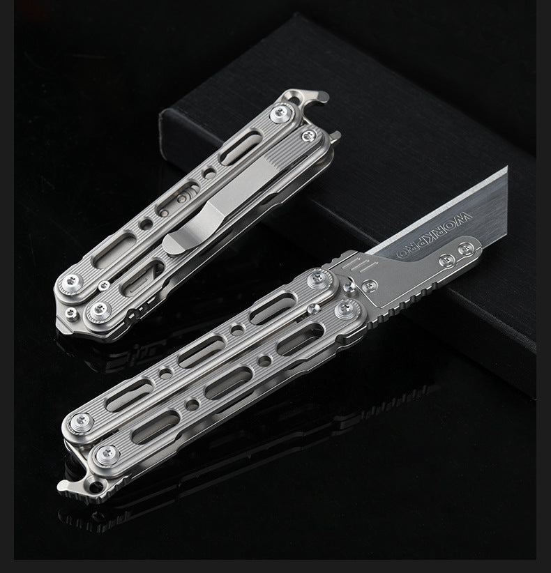 TiGear Butterfly Folding Comb Utility knife Blade Titanium Handle Edc Tool