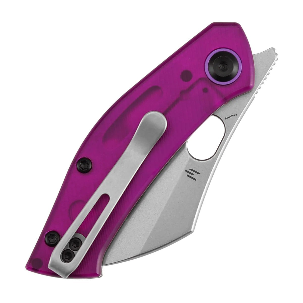 Tenable Osprey B2087A1 Stonewashed Nitro-V Blade Purple PC Handle Liner Lock Folding Knife