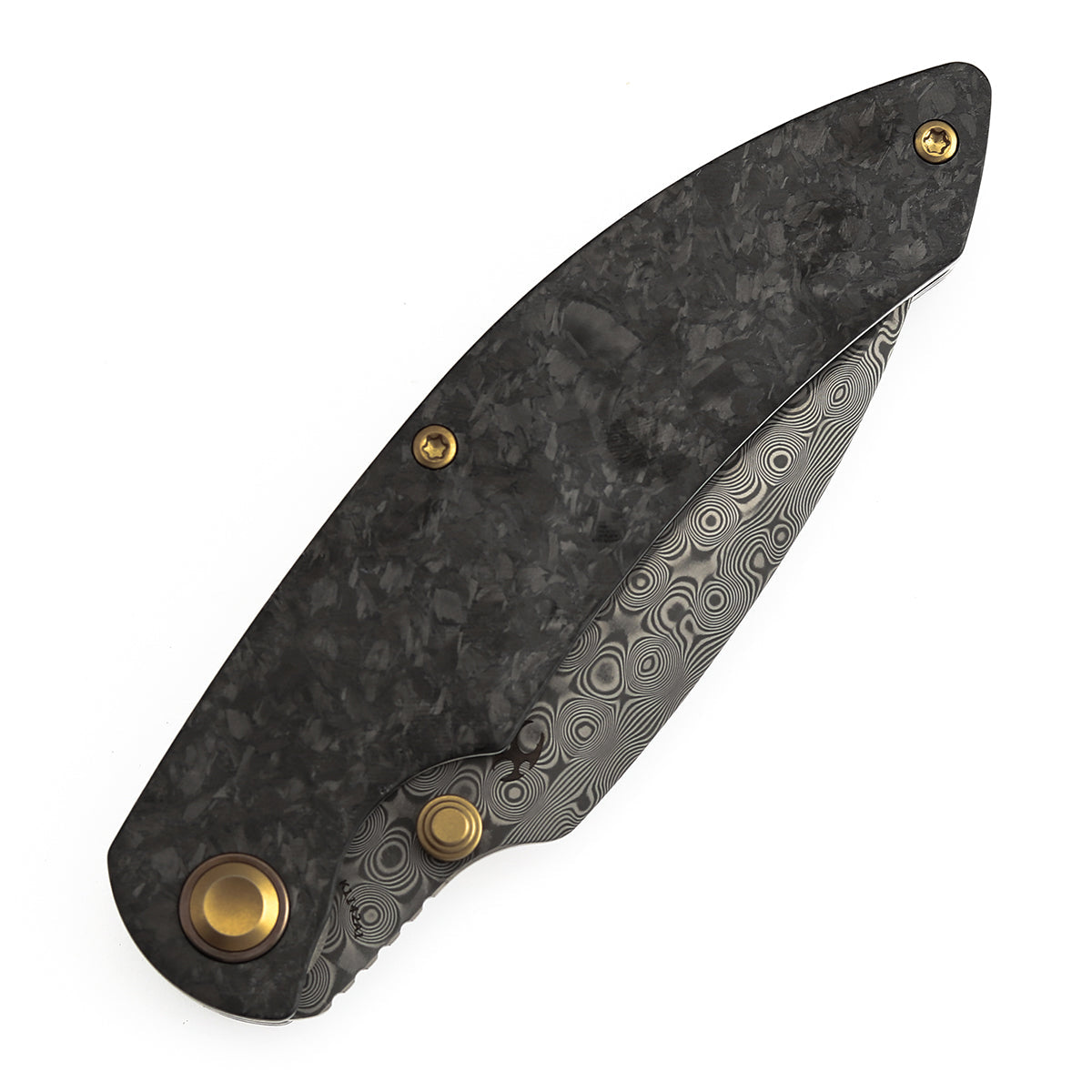 Kansept Falk K1142A1 Damascus Blade Shred Carbon Fiber Handle Liner Lock Folding Knife