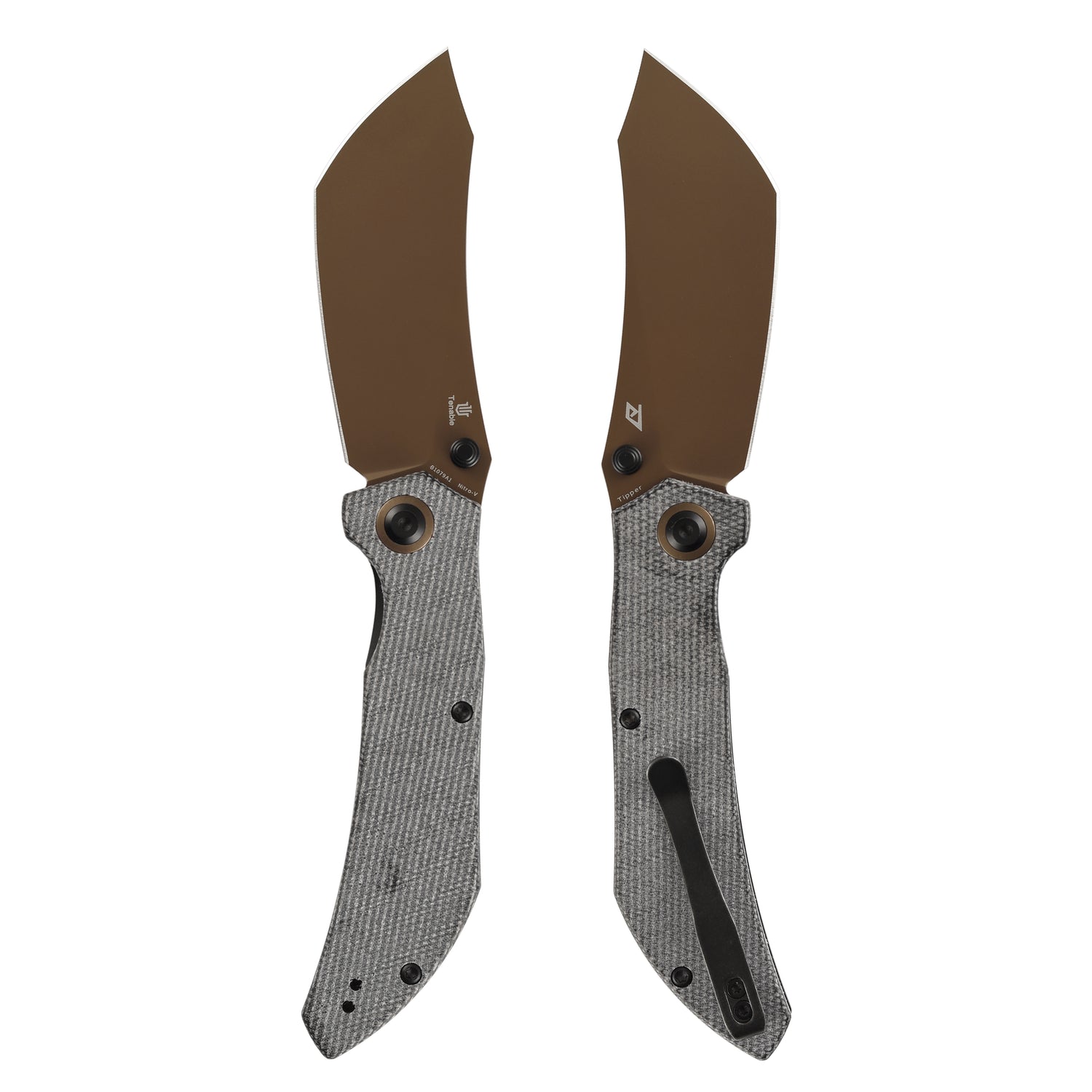 Tenable Tipper B1079A1 Rose Gold Nitro-V Blade Black Micarta Handle Liner Lock Folding Knife