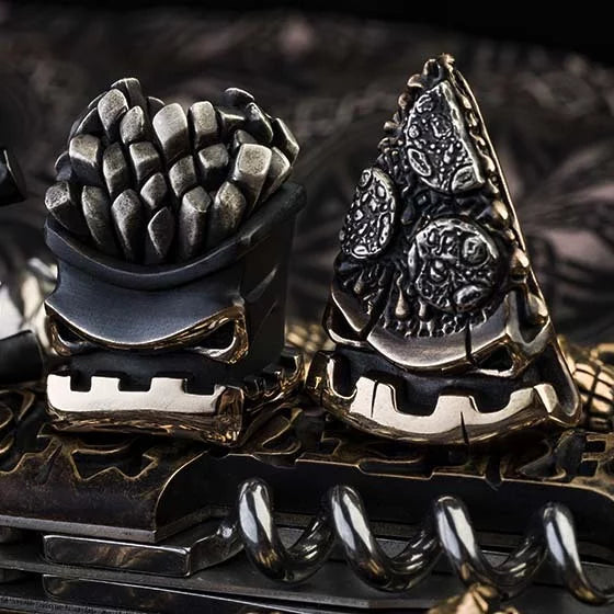 Apeshkov Pizza brass Silver Custom Knife lanyard bead