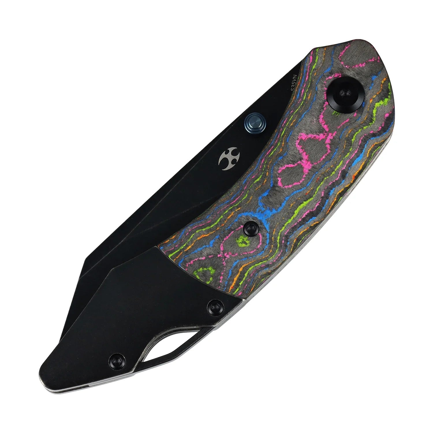 Kansept K9 K1151A3 CPM-S35VN Blade 80S Camo Carbon & Titanium Handle Bolster Liner Lock Folding Knife