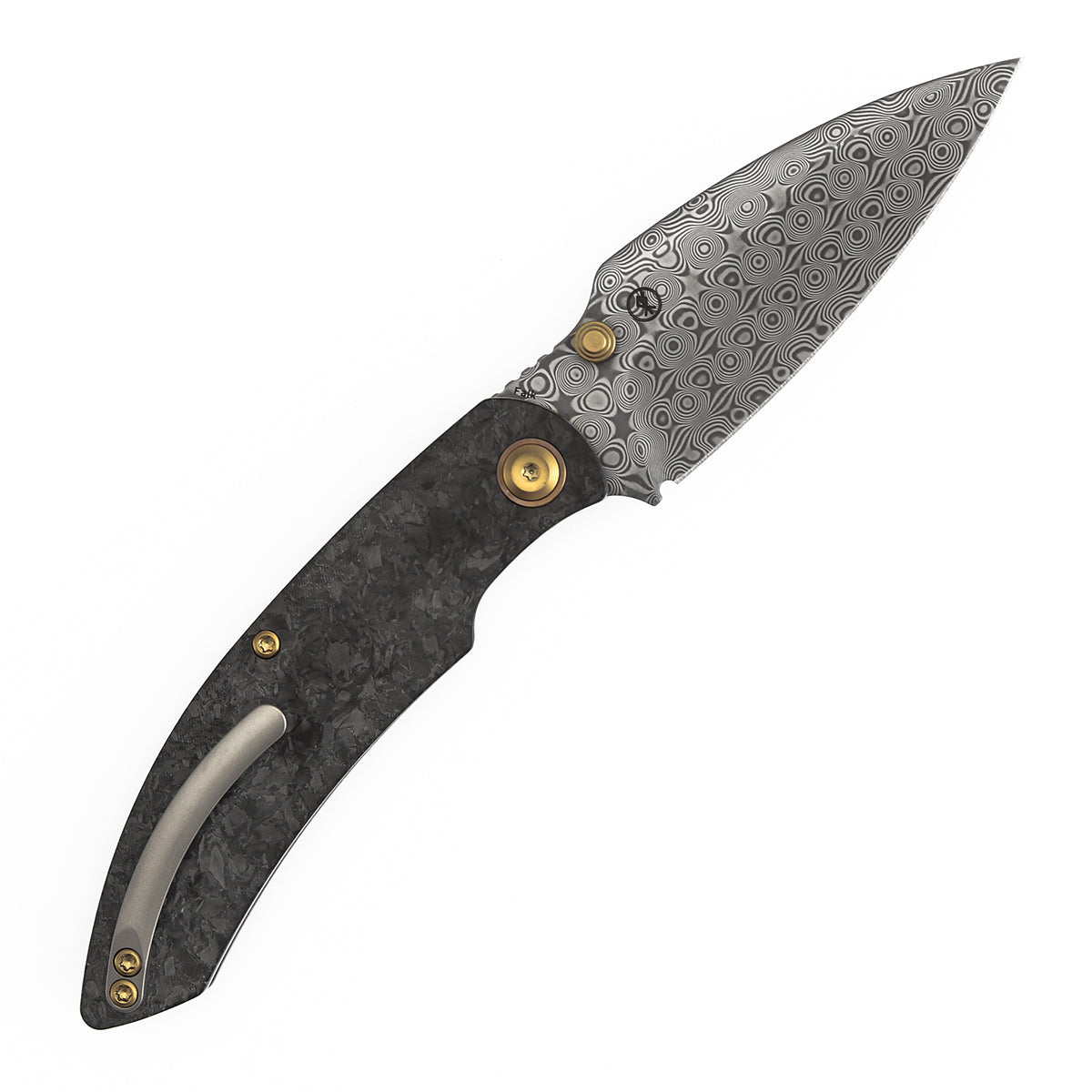 Kansept Falk K1142A1 Damascus Blade Shred Carbon Fiber Handle Liner Lock Folding Knife