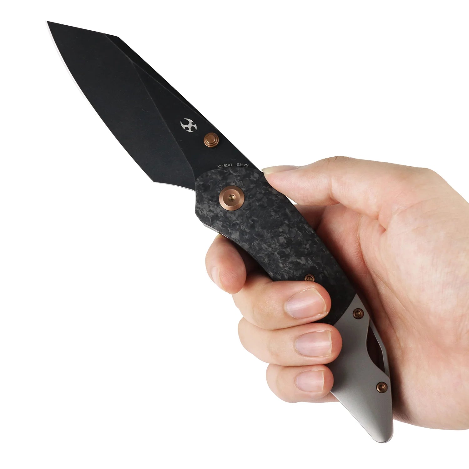 Kansept K9 K1151A1 CPM-S35VN Blade Carbon Fiber & Titanium Handle Bolster Liner Lock Folding Knife