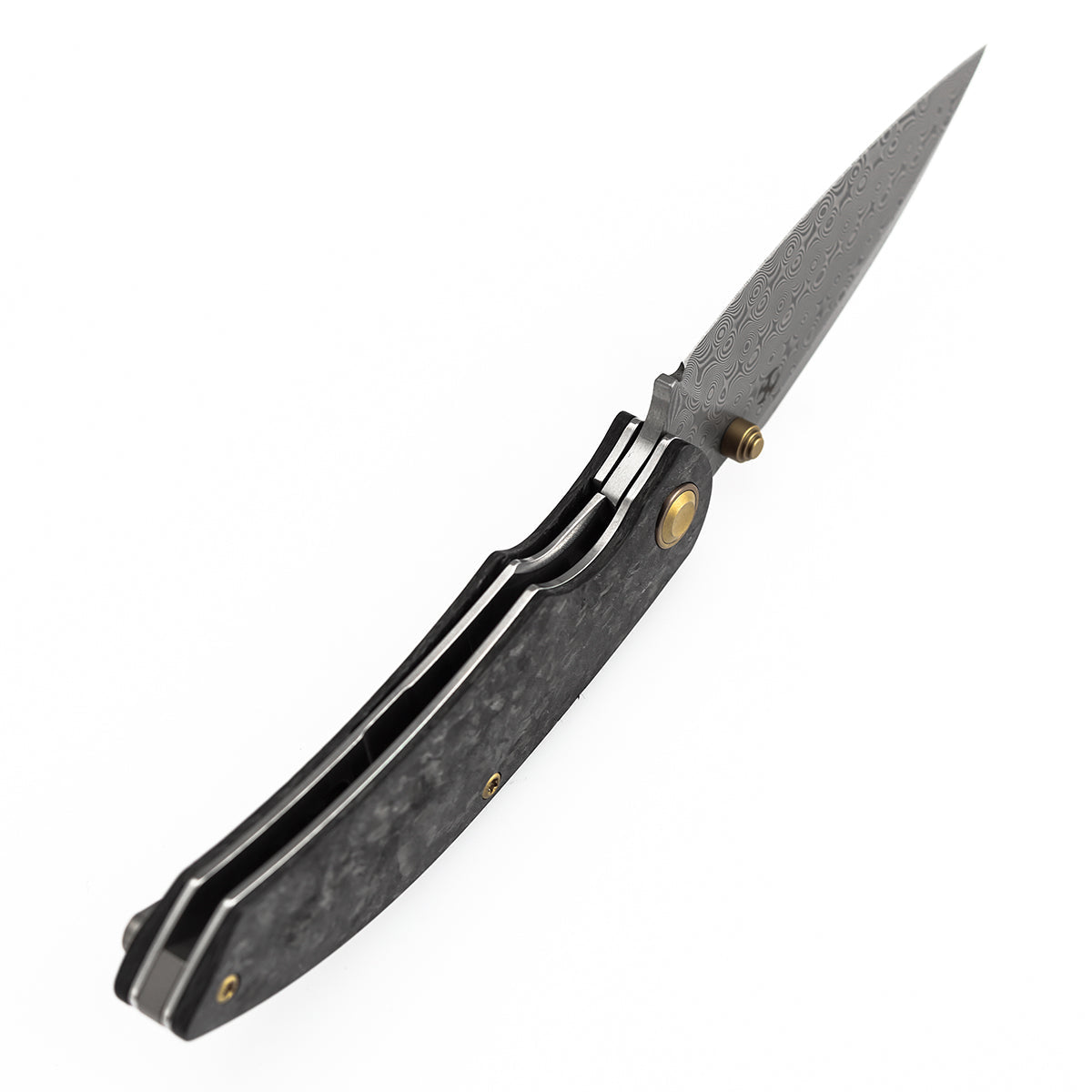 Kansept Falk K1142A1 Damascus Blade Shred Carbon Fiber Handle Liner Lock Folding Knife