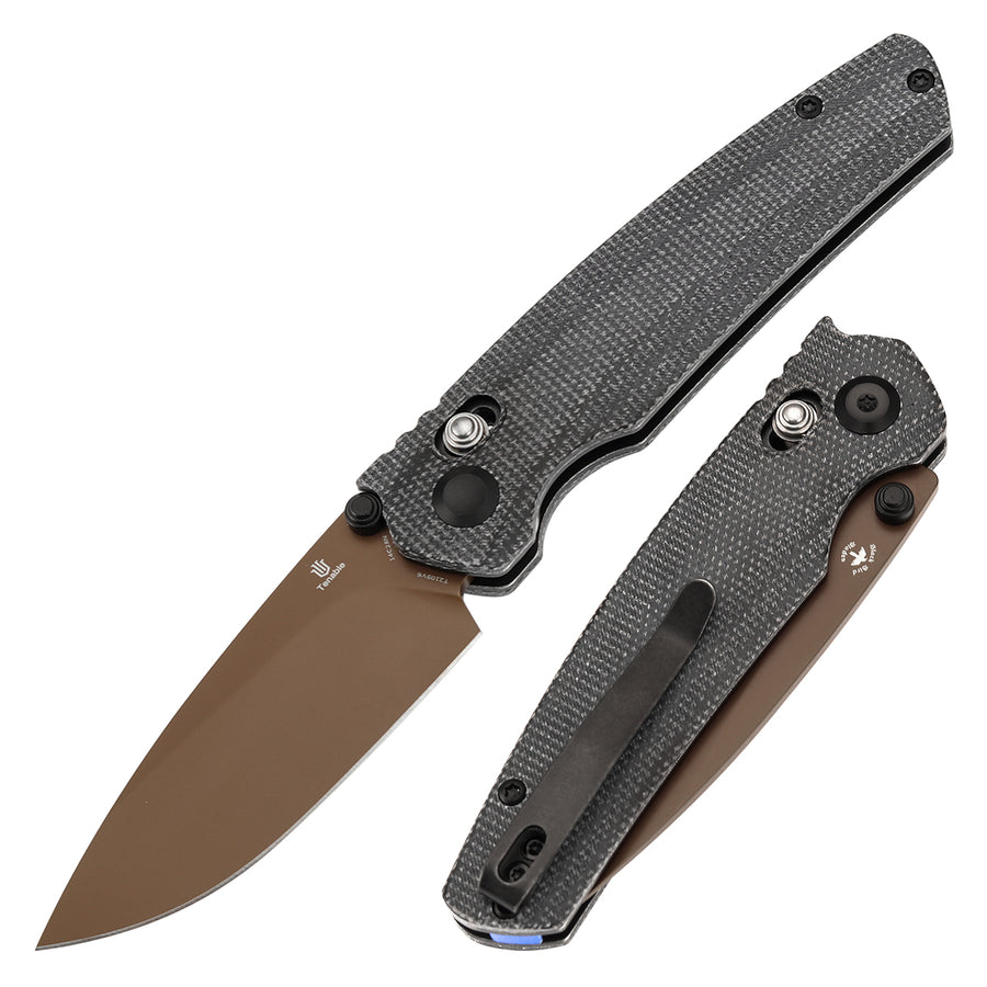 Tenable Raven T2109V6 14C28N Blade Black Micarta Handle Cross Bar Lock Folding Knife