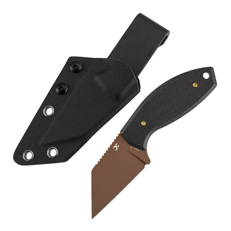 Kansept Siafu G016A2 Rose Gold Coated D2 Blade Black Micarta Handle Fixed Blade Knife