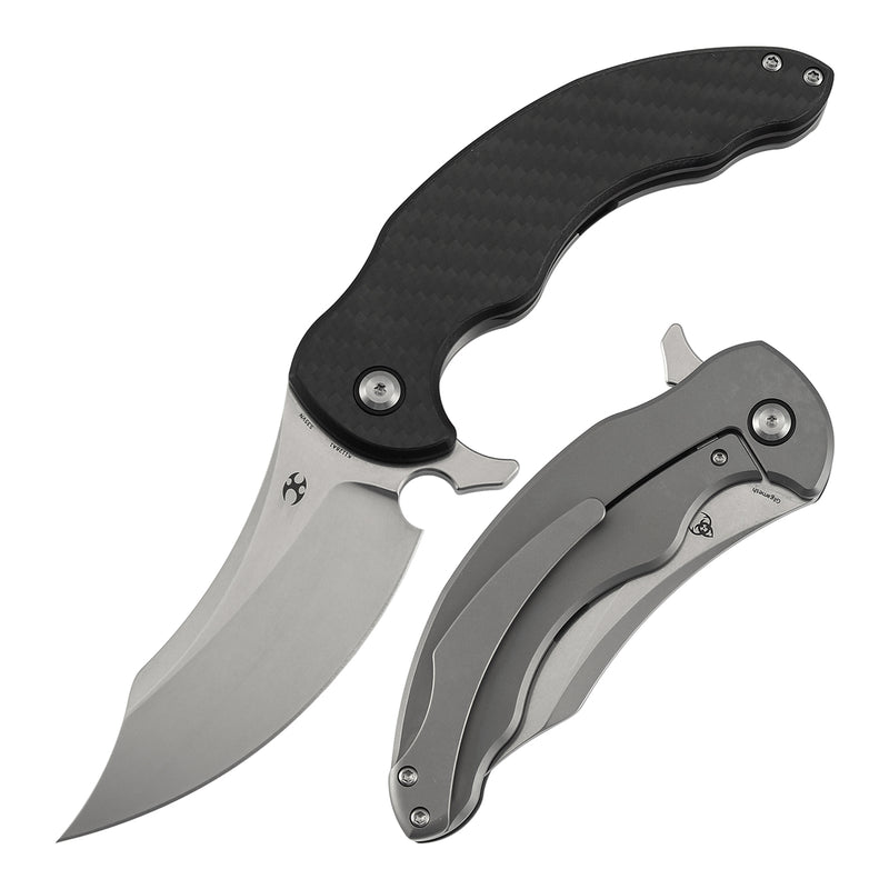 Kansept Gilgamesh K1128A1 CPM-S35VN Blade Carbon Fiber & G10 with Titanium Handle Frame Lock Folding Knife