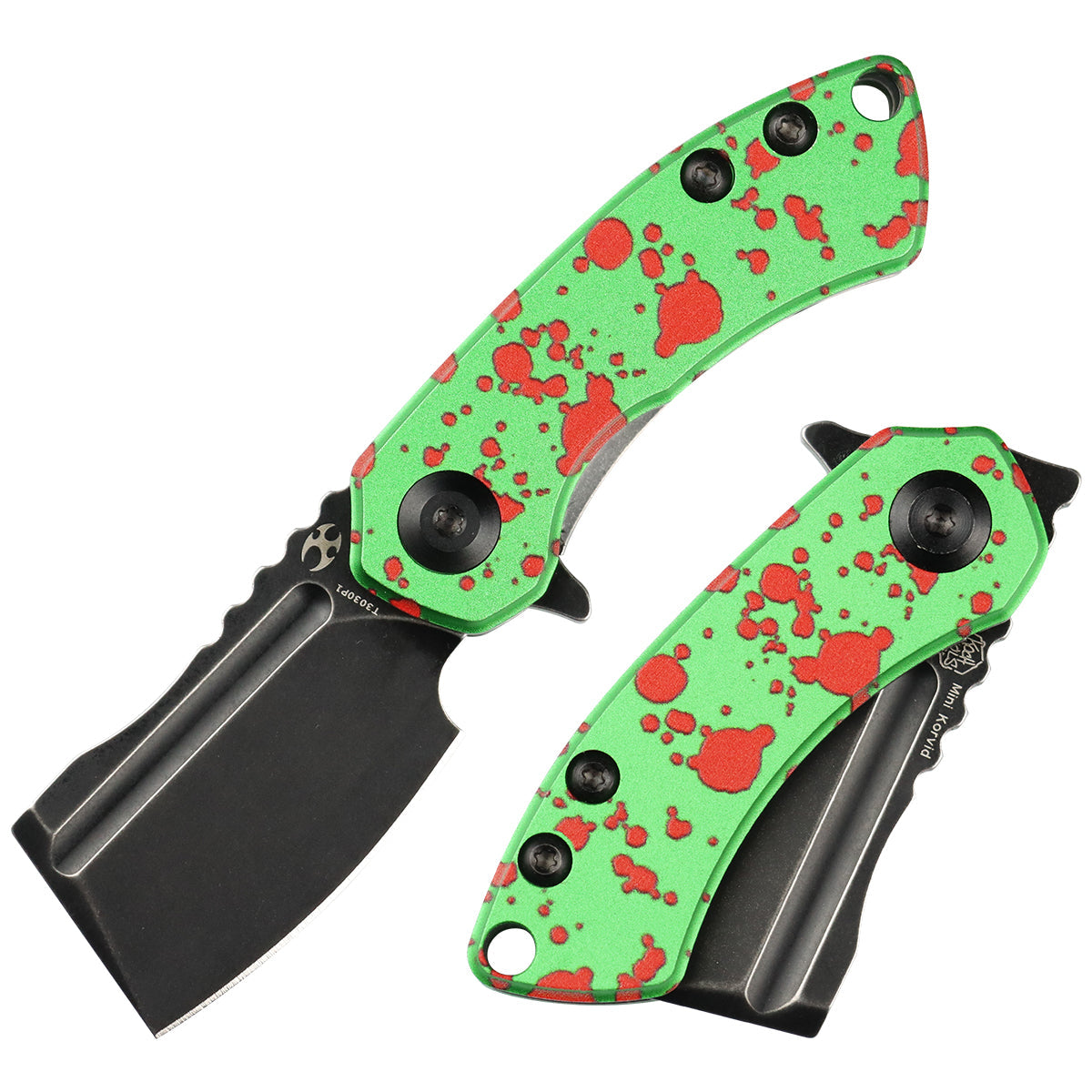Kansept T3030P1 Mini Korvid Flipper Knife 154CM Blade Zombie Green Aluminum Handle