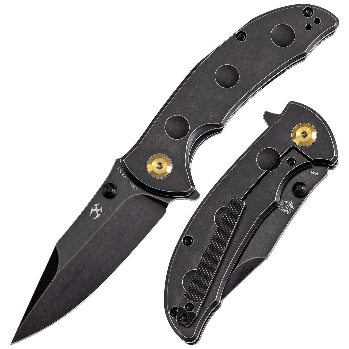 Kansept Knives REI K1061A1 Black CPM-20CV Blade Black Titanium Handle Folding Knife