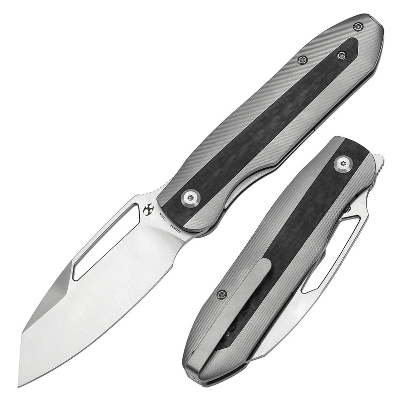 Kansept Thunderhead K1106A2 CPM-S35VN Blade Beadblasted Titanium with Twill Carbon FIber Inlay Handle Frame Lock Folding Knife