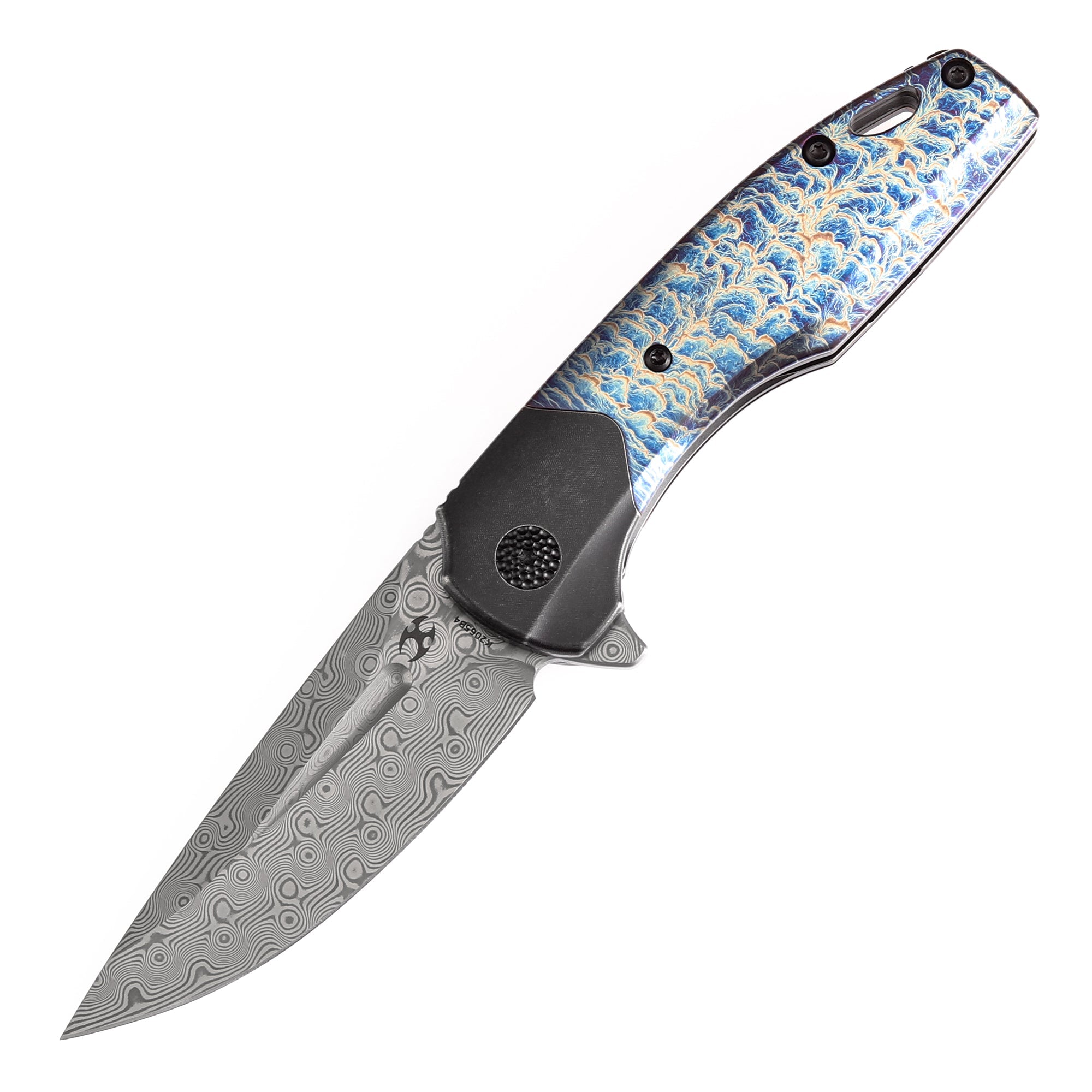 Kansept Cassowary K2065B4 Damascus Blade Titanium Handle Edc Flipper Knife