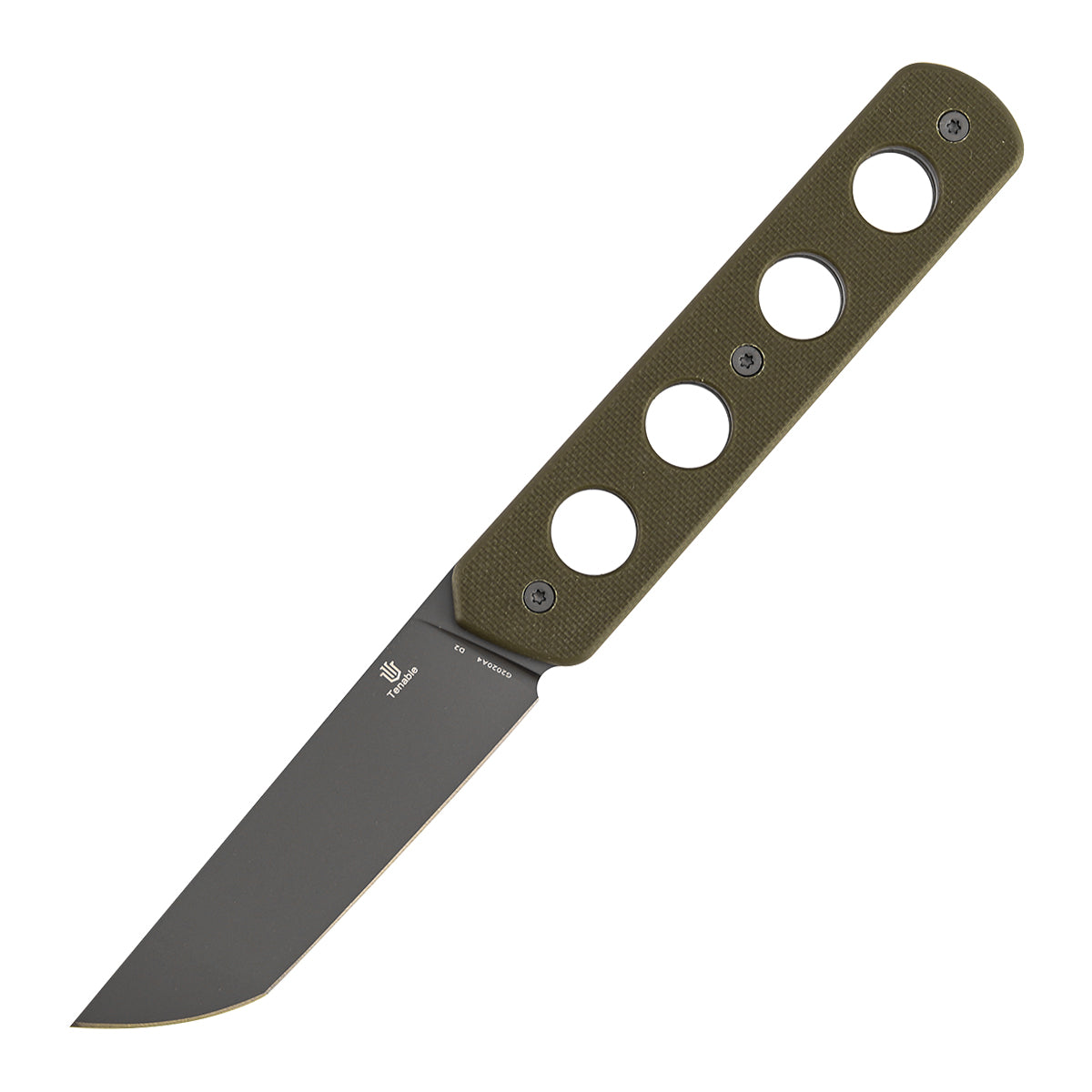 Tenable Foosa G2020A4 Gray TiCn Coated D2 Blade Olive Green G10 Handle Fixed Blade Knife