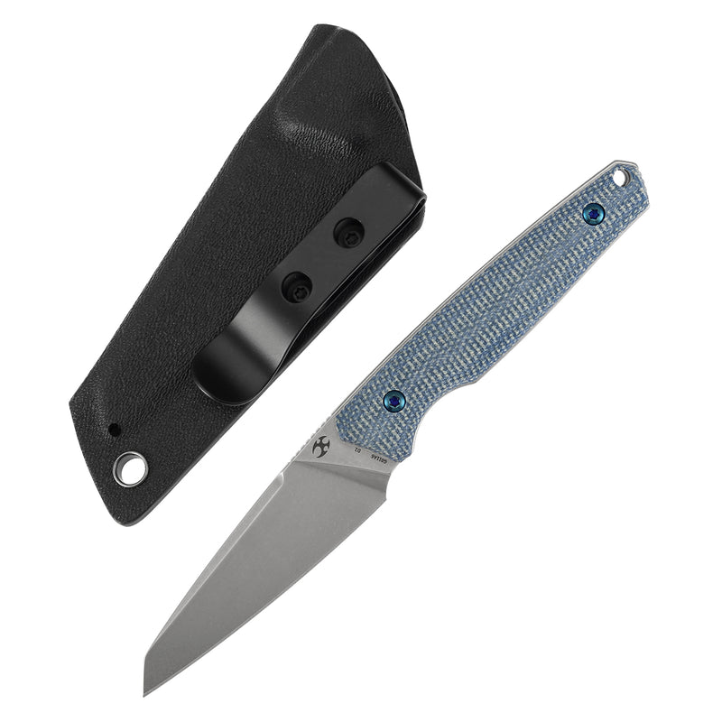 Kansept Parr G011A6 D2 Blade Blue Micarta Handle Fixed Blade Knife