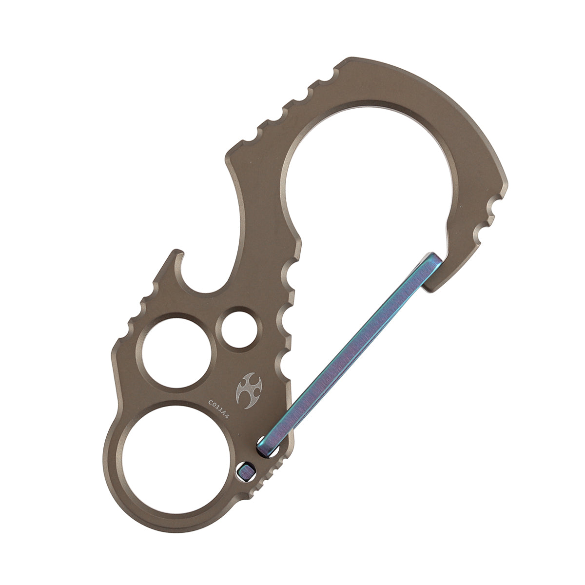 Kansept Carabiner C011A4 Bronze Anodized Titanium with Green Anodized Lock Climbing Carabiner