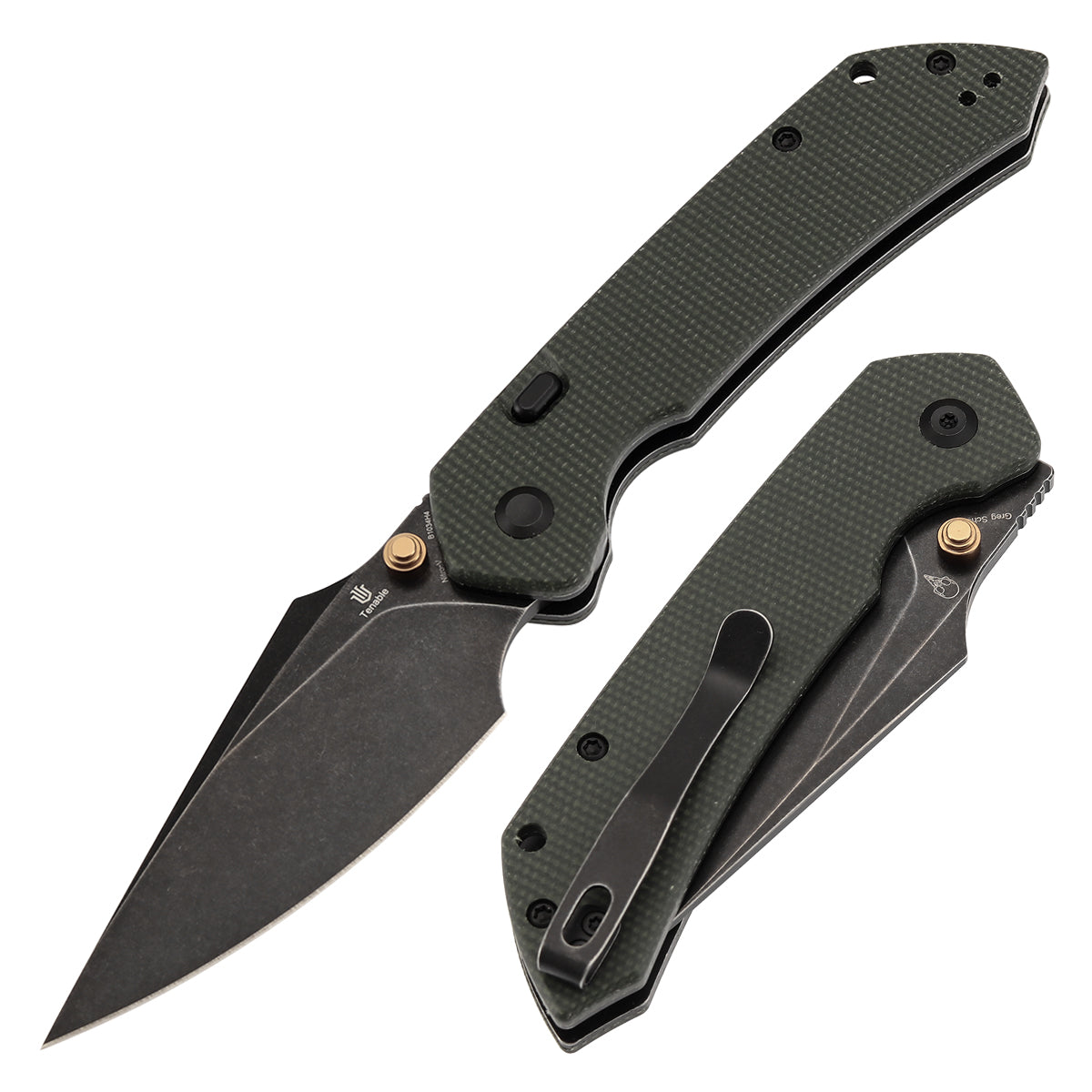 Tenable Fenrir B1034H4 Nitro-V Blade Green Micarta Handle Top Liner Lock Folding Knife