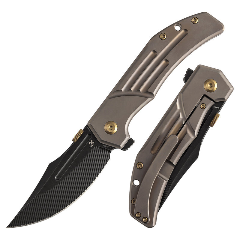 Kansept Orion K1089A5 Blackwash CPM-S35VN Blade Titanium Handle Frame Lock Folding Knife