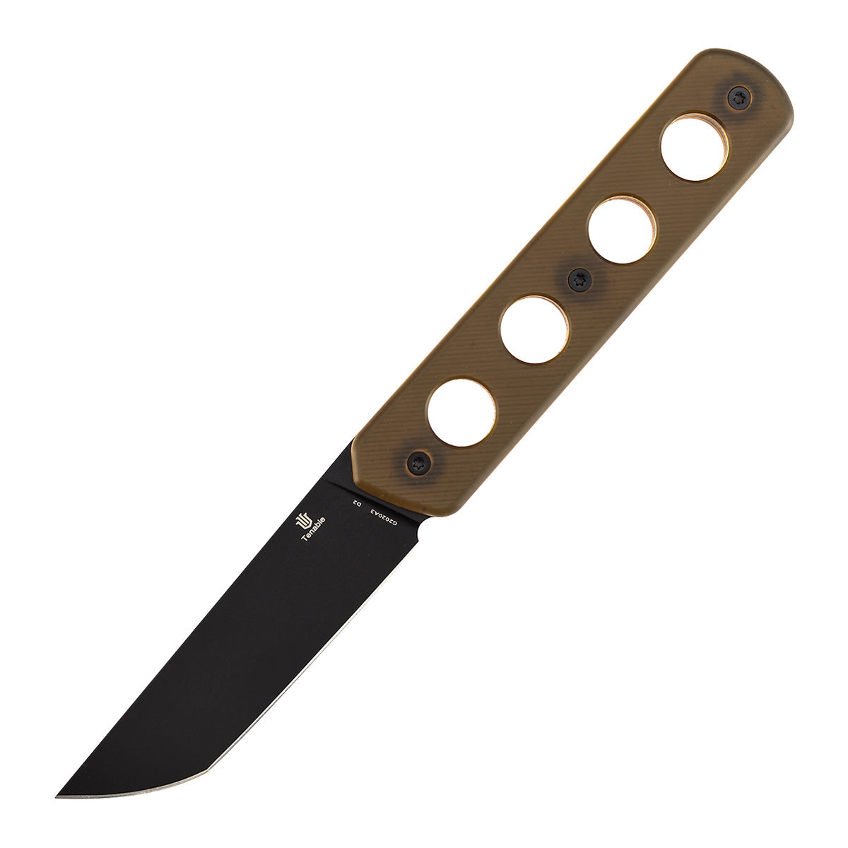 Tenable Foosa G2020A3 Blackwash D2 Blade Amber PEI Handle Fixed Blade Knife