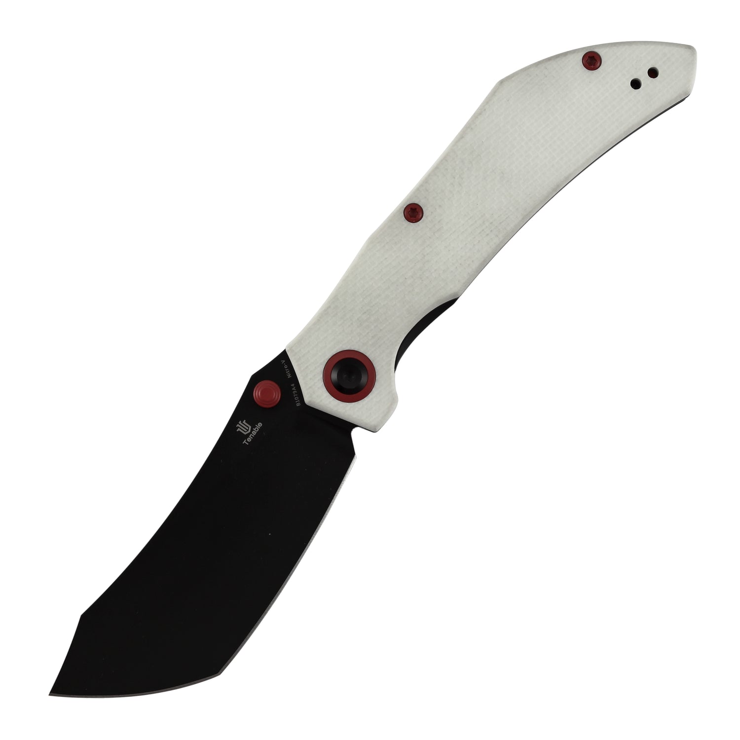 Tenable Tipper B1079A4 Blackwash Nitro-V Blade White G10 Handle Liner Lock Folding Knife