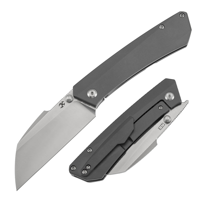 Kansept Contra K1139A1 Satin CPM-S90V Blade Gray Anodized Titanium Handle Frame Lock Folding Knife