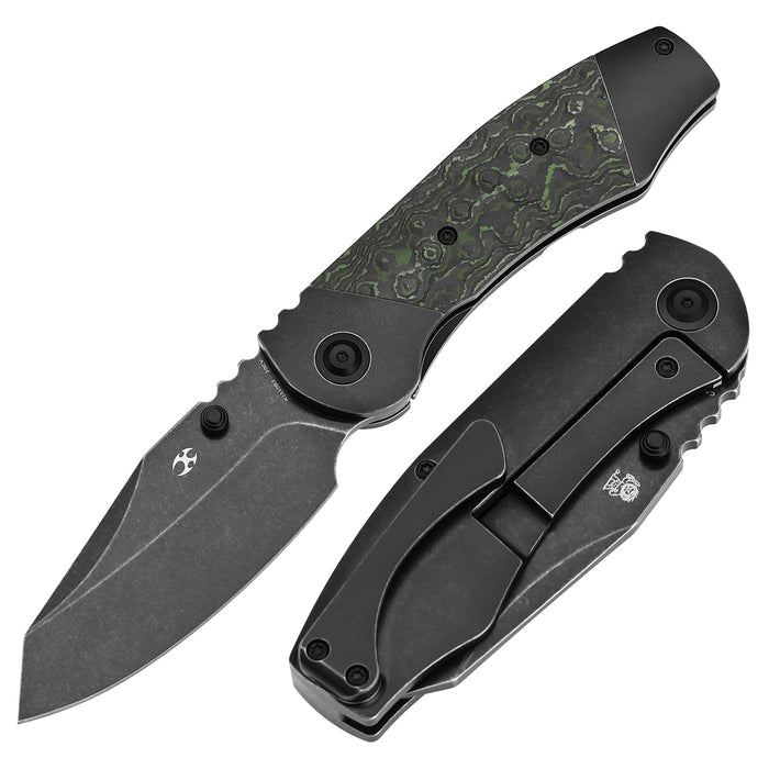 KANSEPT Caveman K1110B2 CPM 20CV Blade Titanium with Jungle Wear Fatcarbon Handle Frame Lock