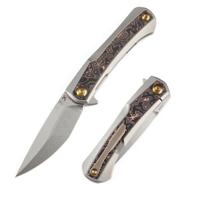 KANSEPT Kratos K1024A7 CPM S35VN Blade Titanium + Copper Carbon Fiber Inlay Handle Frame Lock