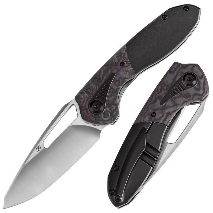 KANSEPT Thoth K1075T1 CPM 20CV Blade Titanium and Purple Haze Carbon Fiber Handle Bolster Lock