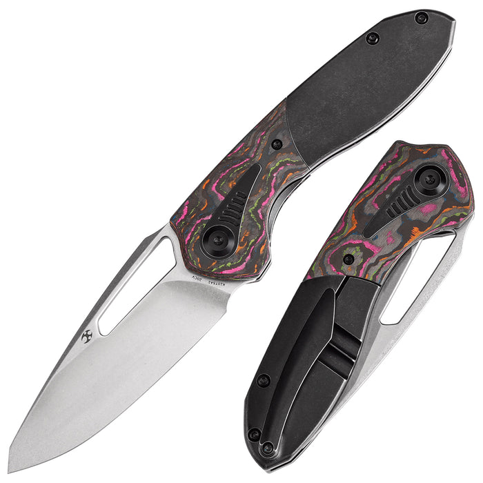 KANSEPT Thoth K1075A1 CPM 20CV Blade Titanium and 80S Camo Carbon Handle Bolster Lock