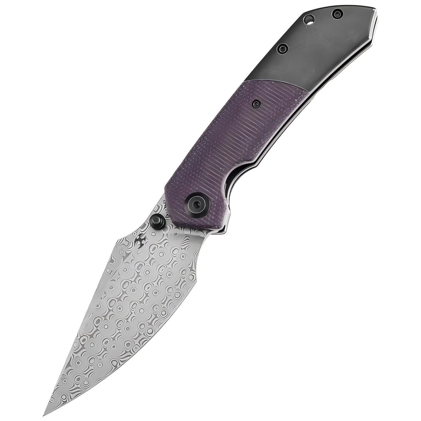 Kansept Fenrir K1034Z2 Flipper Knife Damascus Blade Titanium + Micarta Handle Edc Knife Liner Lock