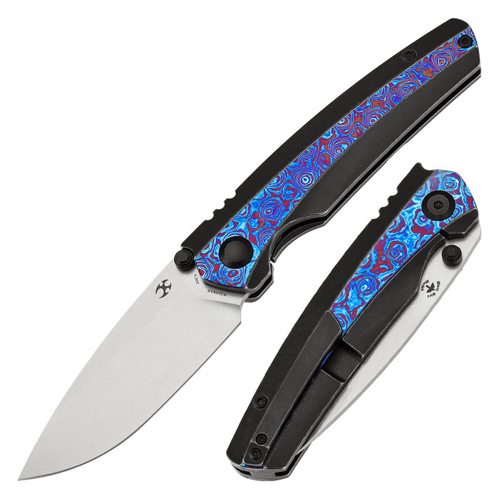 KANSEPT Raven K2109A5 CPM 20CV Blade Titanium wtih Timascus Handle Frame Lock