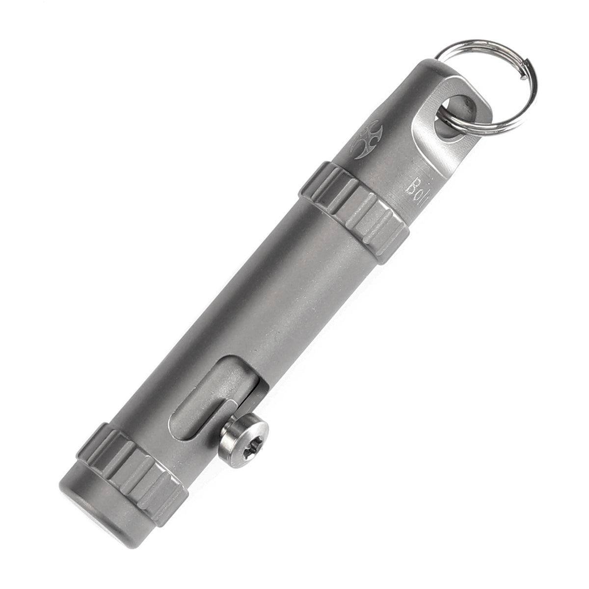 Kansept EDC Bolt Fidget G013A1 Plain Titanium with Bolt Mechanism for Stress Relieving with Key Chain for Lanyard Hole