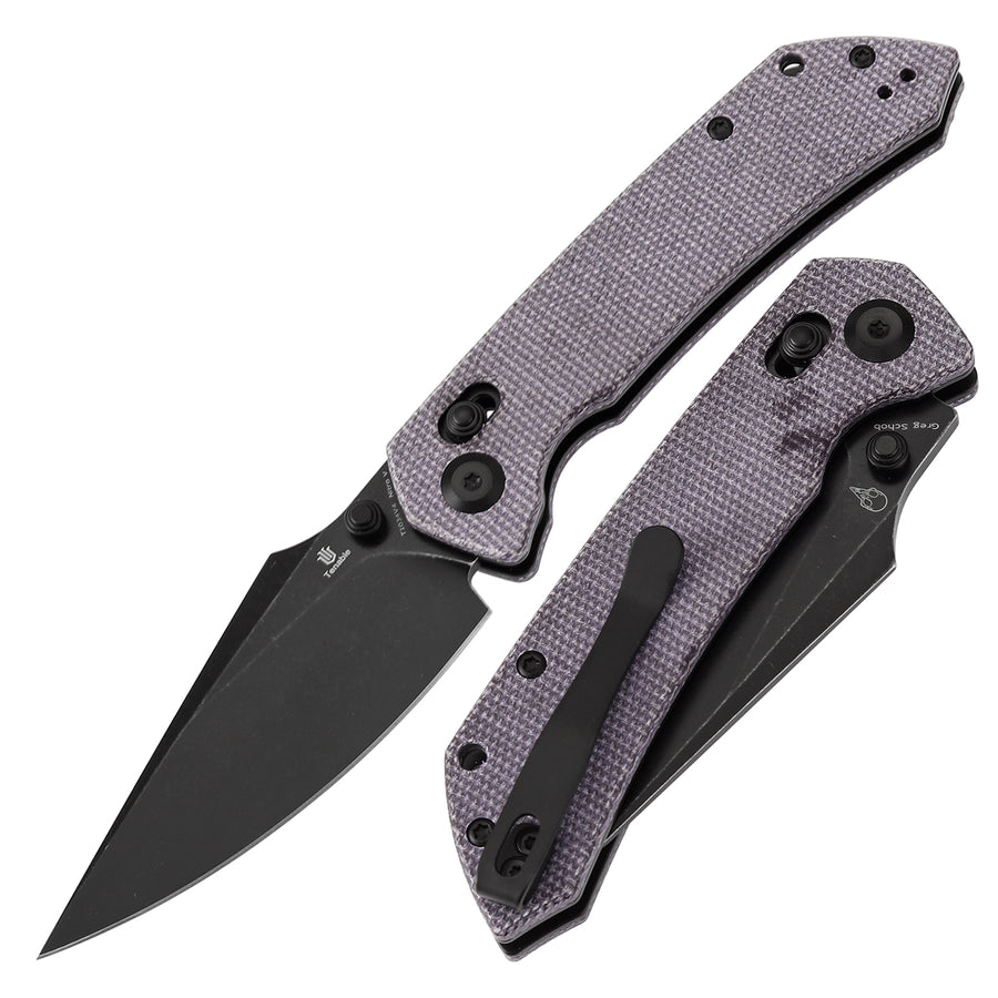 Tenable Knives Fenrir T1034V4 Nitro-V Blade Purple Micarta Handle Cross Bar Lock