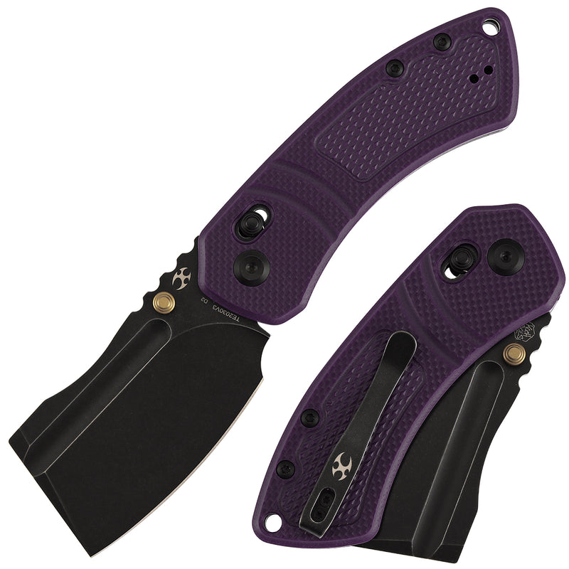 Kansept Korvid V TE2030V3 Blackwash D2 Blade Purple G10 Handle Crossbar Lock Folding Knife