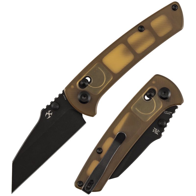 Kansept Main Street K1015V4 CPM-S35VN Blade Amber PEI Handle Crossbar Lock Folding Knife