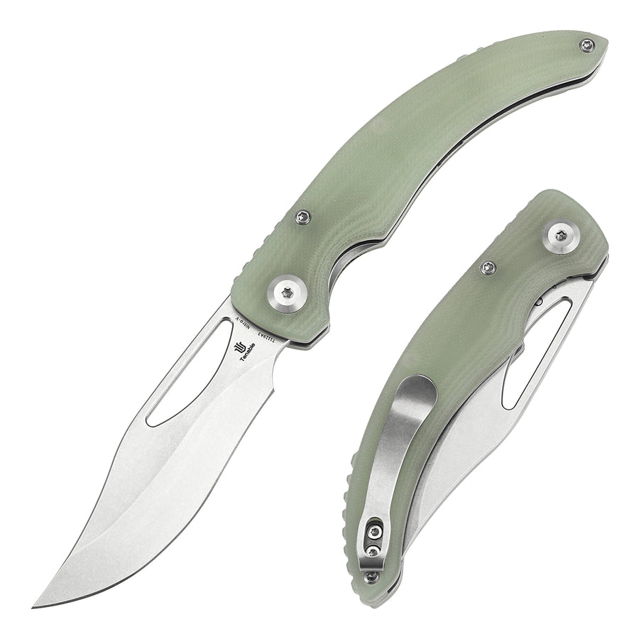 Tenable Gideon T1119A3 Stonewashed Nitro V Blade Jade G10 Handle Folding Knife Liner Lock