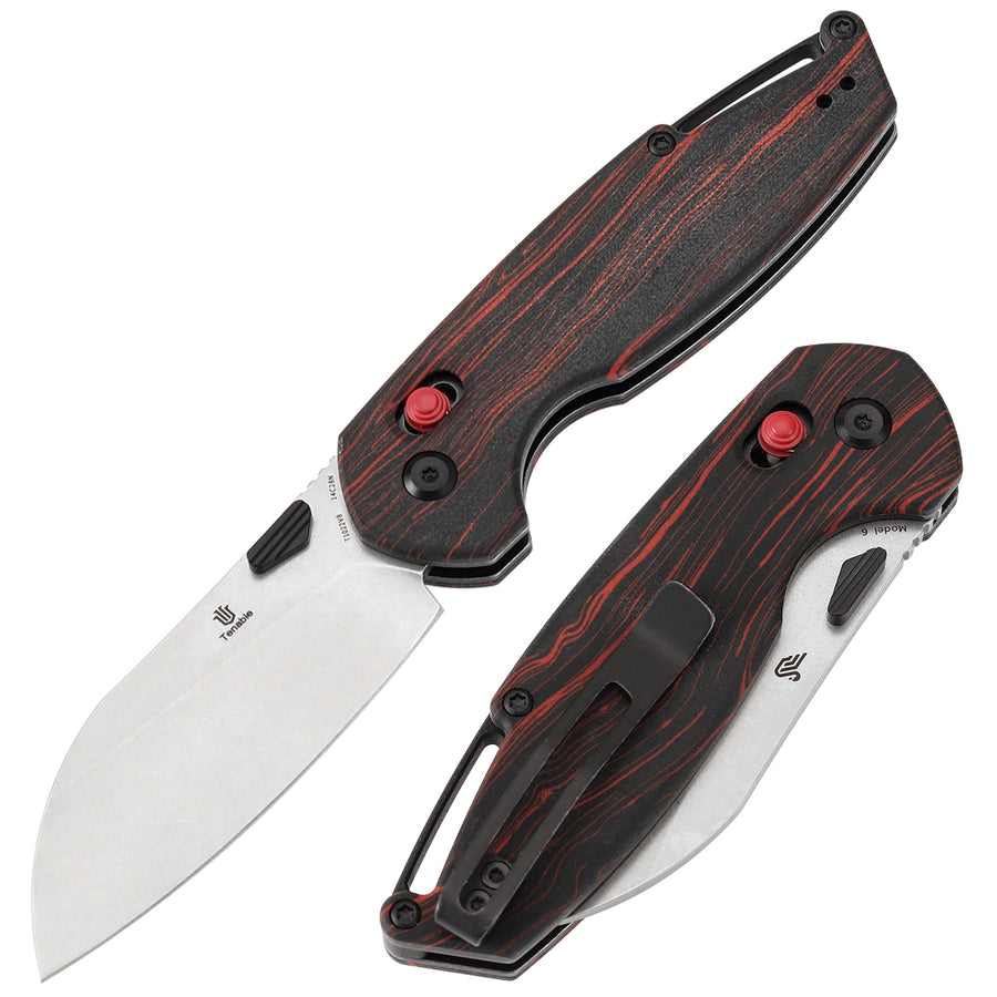 Tenable Model 6 T1022V8 14C28N Blade Red+Black G-mascus Handle Cross Bar Lock