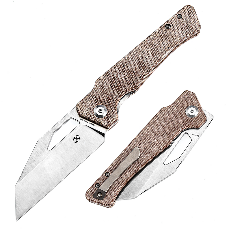 Kansept Egress K1033A1 Satin CPM-S35VN Blade Brown Micarta Handle Liner Lock Folding Knife