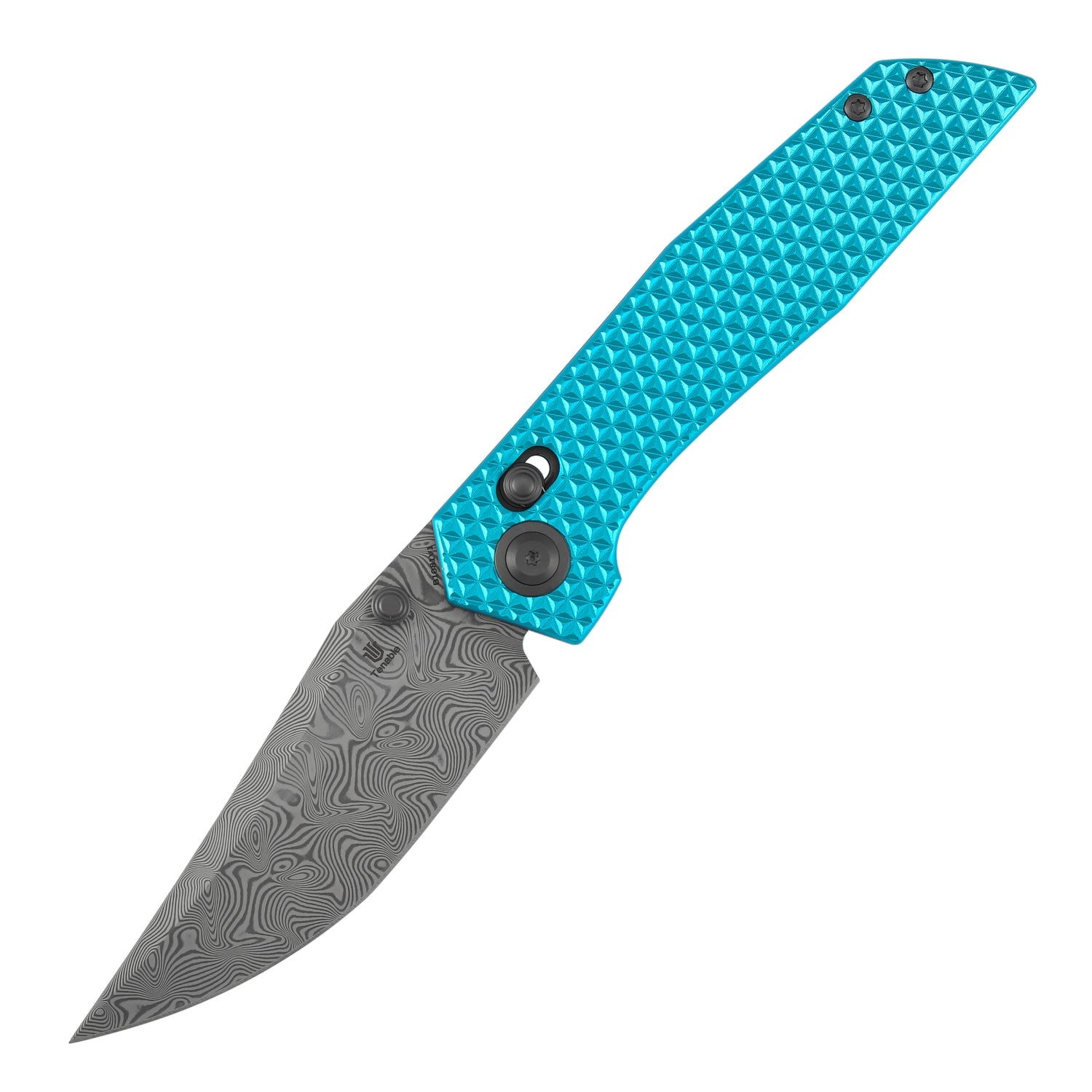 Tenable Deadite B1081V1 Water Ripple Damascus Blade Aluminum Handle Crossbar Lock Folding Knife