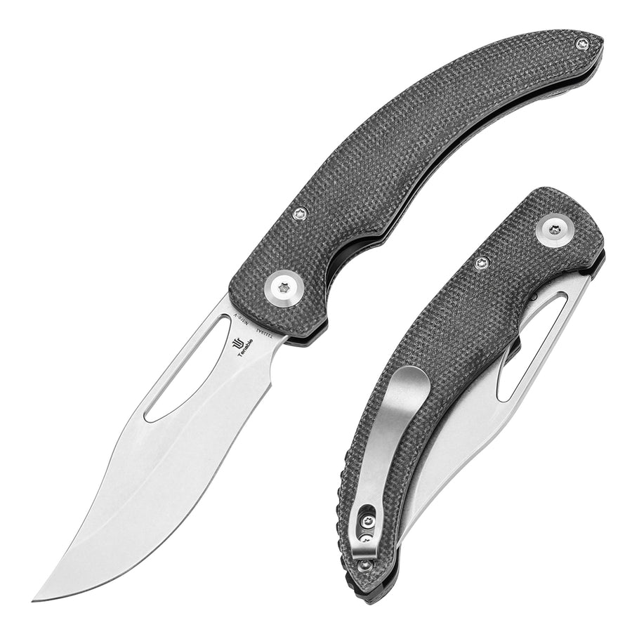 Tenable Gideon T1119A1 Stonewashed Nitro-V Blade Black Micarta Handle Liner Lock