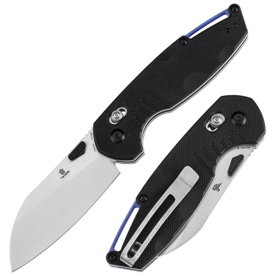 Tenable Knives Model 6 T1022V4 14C28N Blade Black G10 Handle Cross Bar Lock