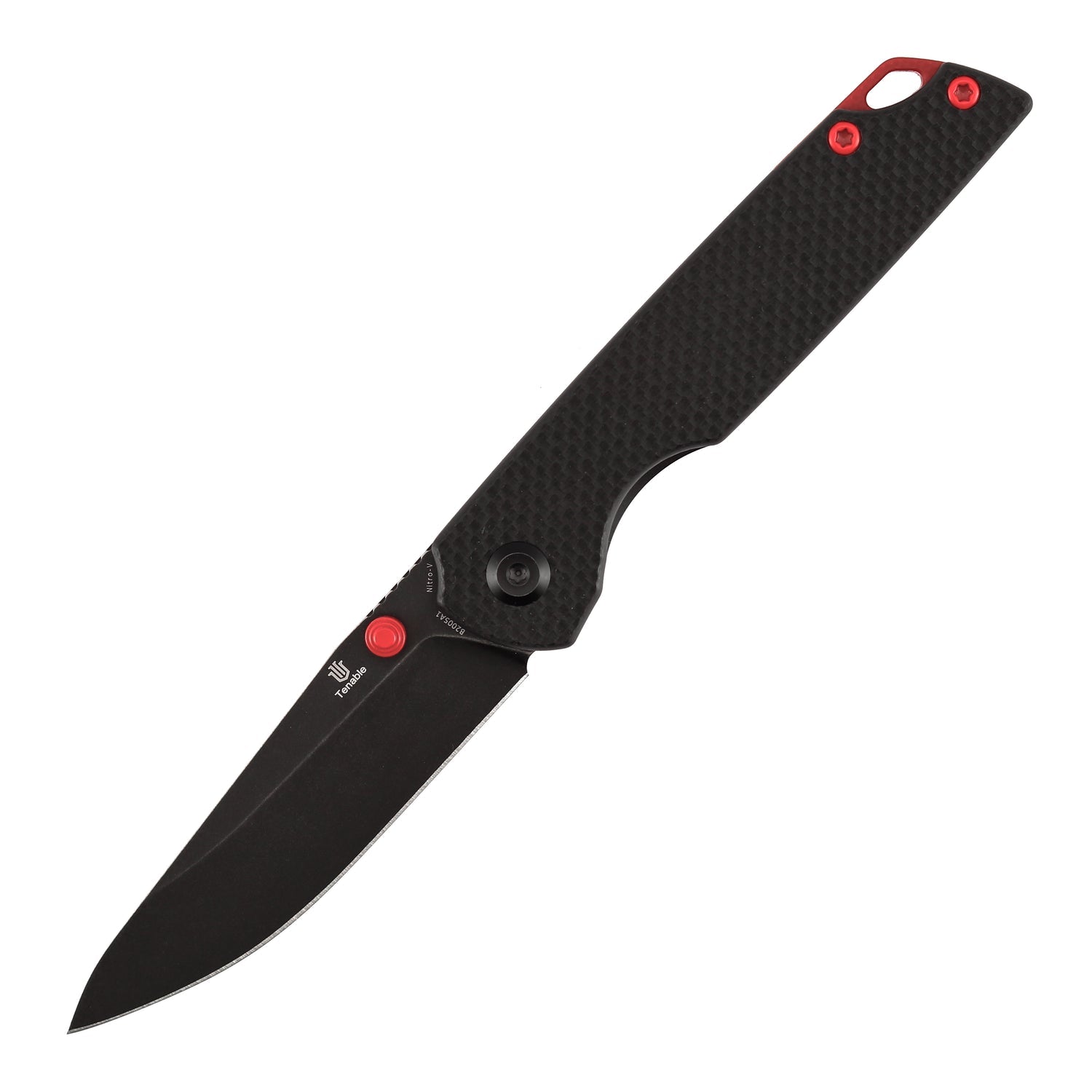 Tenable Mini Warrior B2005A1 Blackwash Nitro-V Blade Black G10 Handle Liner Lock Folding Knife